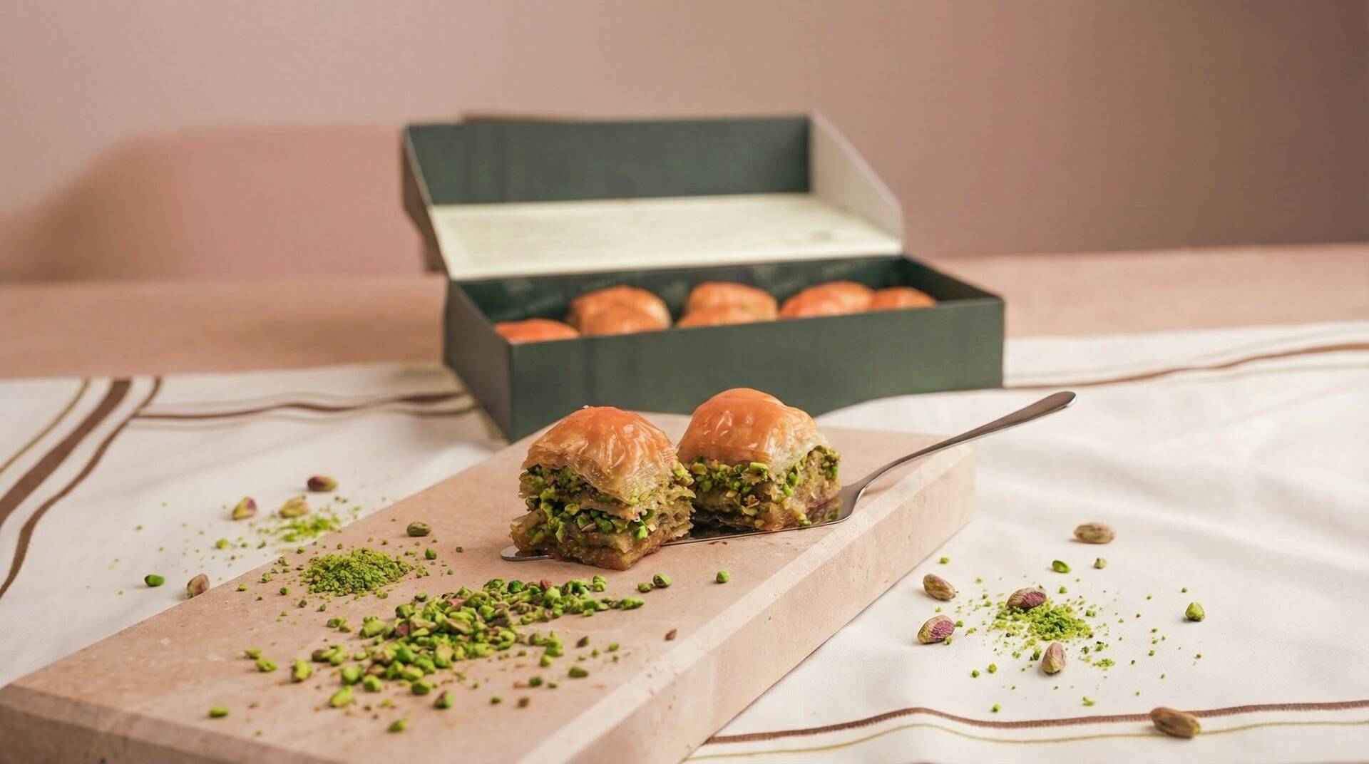 Duble Fıstıklı Kare Kesim Ev Baklavası