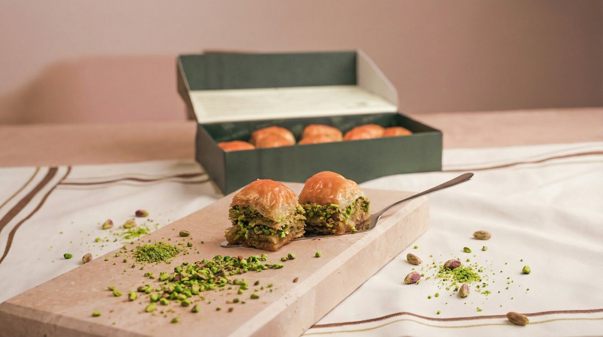 Duble Fıstıklı Kare Kesim Ev Baklavası - 1